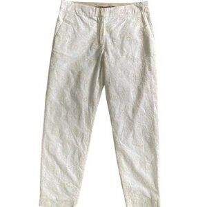 MAX MARA Studio White Eyelet Cropped Trouser Pants Sz 8